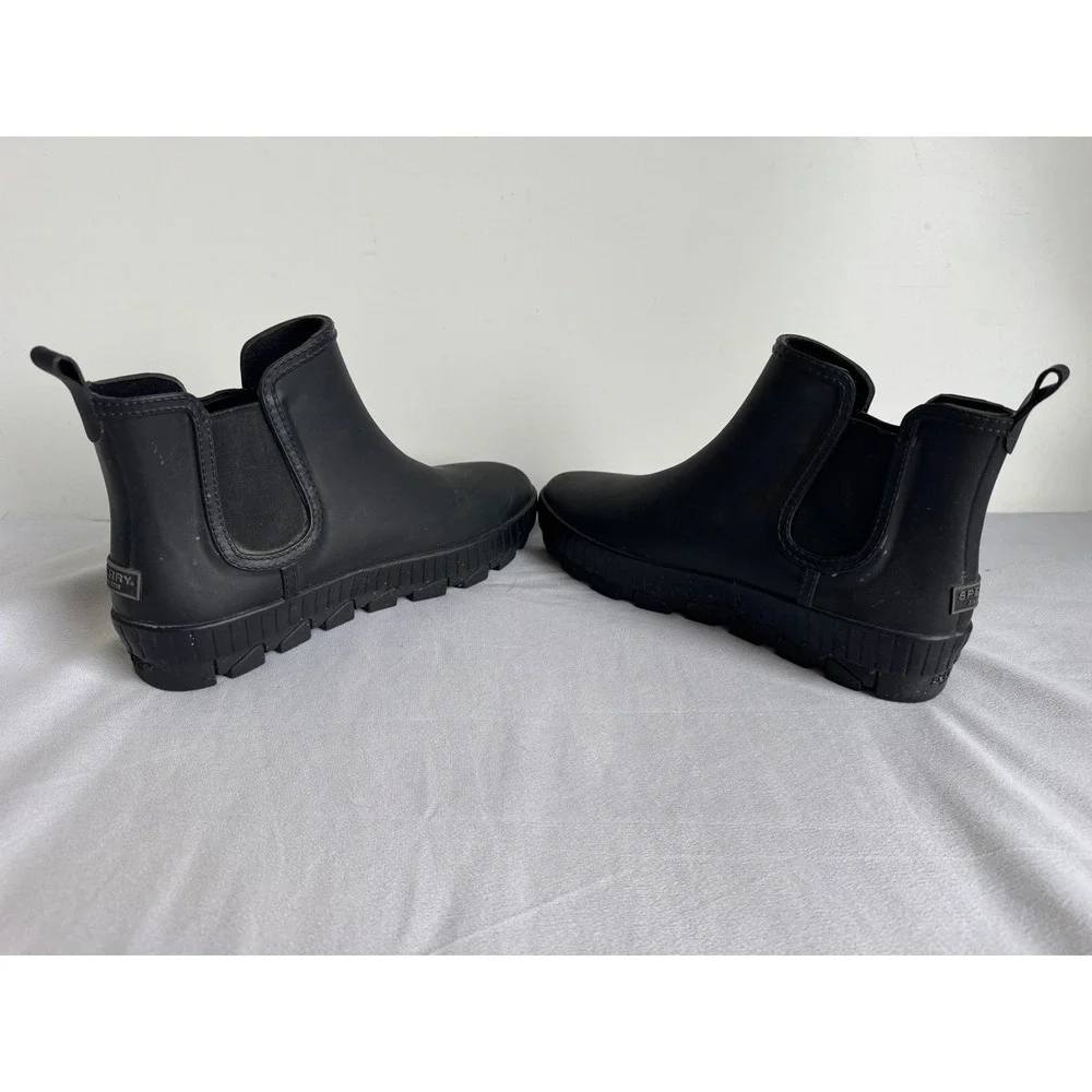 Sperry Top-Sider Womens Black Waterproof Rubber Chelsea Rain Boots STS86828 9M